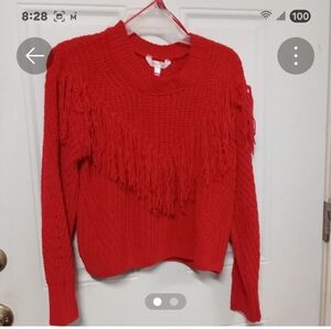 Brand New Ladies No Boundaries Red Fringed Women's Sweater Size 3/5